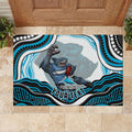 Personalized Cronulla Sutherland Sharks Rubber Doormat Aboriginal Dot Art - Dreamtime Rugby Mascot