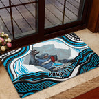 Personalized Cronulla Sutherland Sharks Rubber Doormat Aboriginal Dot Art - Dreamtime Rugby Mascot