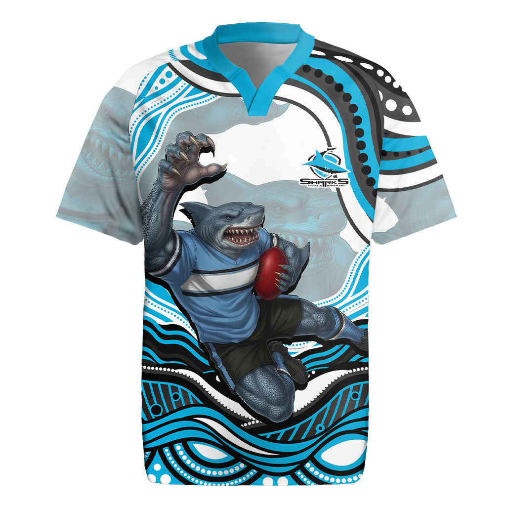 Personalized Cronulla Sutherland Sharks Rugby Jersey Aboriginal Dot Art - Dreamtime Rugby Mascot