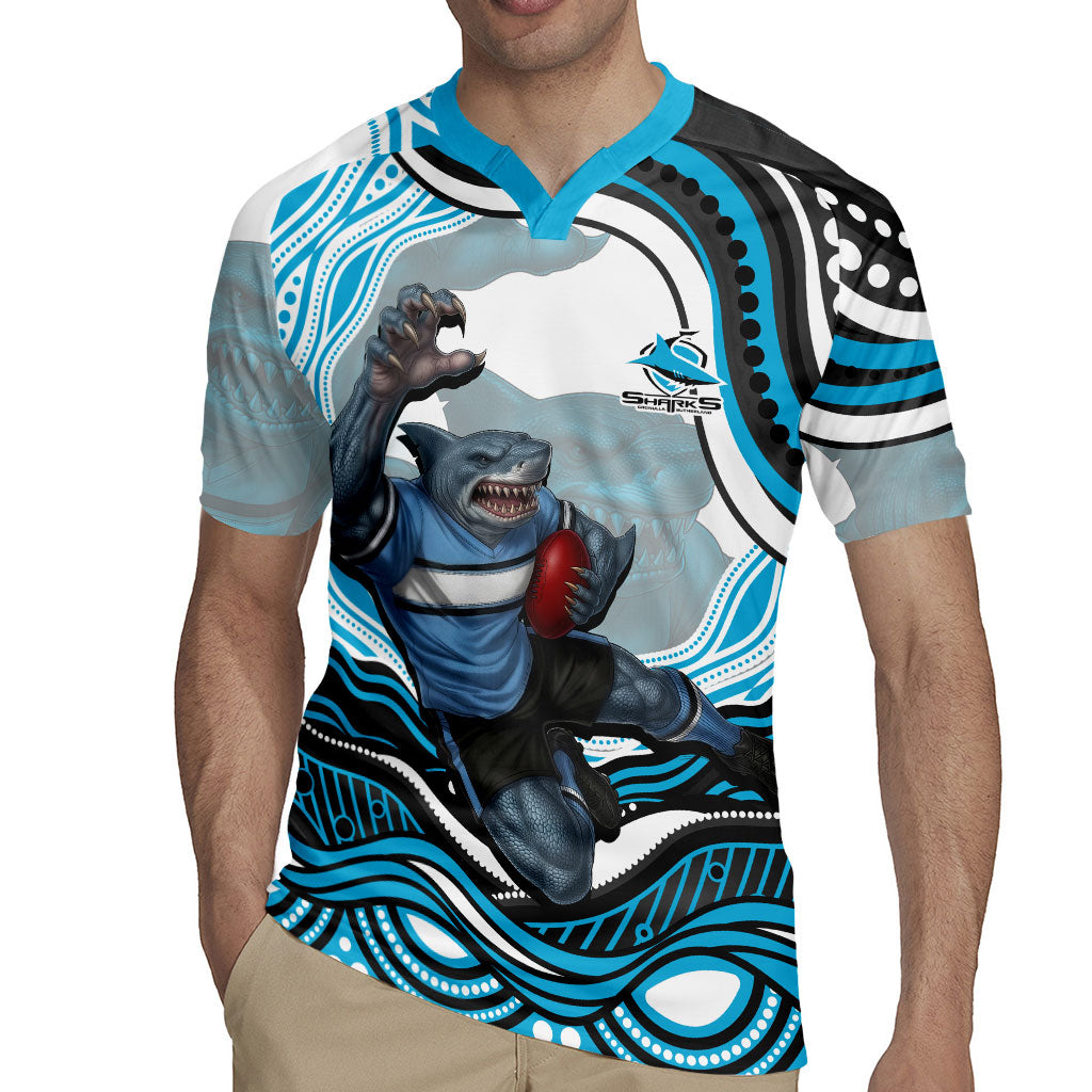 Personalized Cronulla Sutherland Sharks Rugby Jersey Aboriginal Dot Art - Dreamtime Rugby Mascot