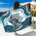 Personalized Cronulla Sutherland Sharks Sarong Aboriginal Dot Art - Dreamtime Rugby Mascot