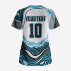 Personalized Cronulla Sutherland Sharks Scrub Top Aboriginal Dot Art - Dreamtime Rugby Mascot