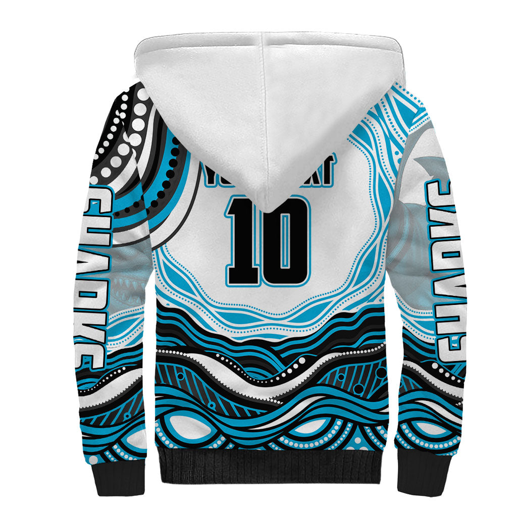 Personalized Cronulla Sutherland Sharks Sherpa Hoodie Aboriginal Dot Art - Dreamtime Rugby Mascot