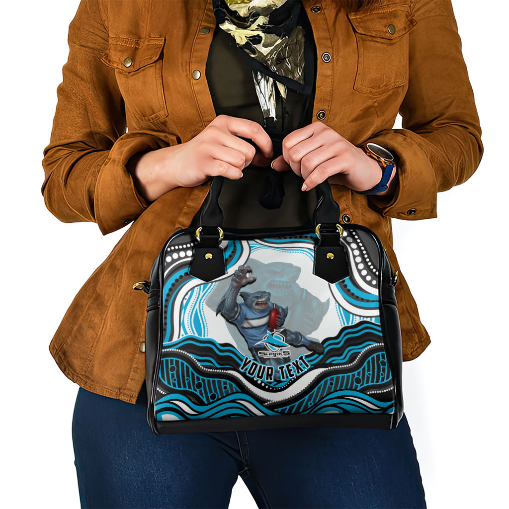 Personalized Cronulla Sutherland Sharks Shoulder Handbag Aboriginal Dot Art - Dreamtime Rugby Mascot
