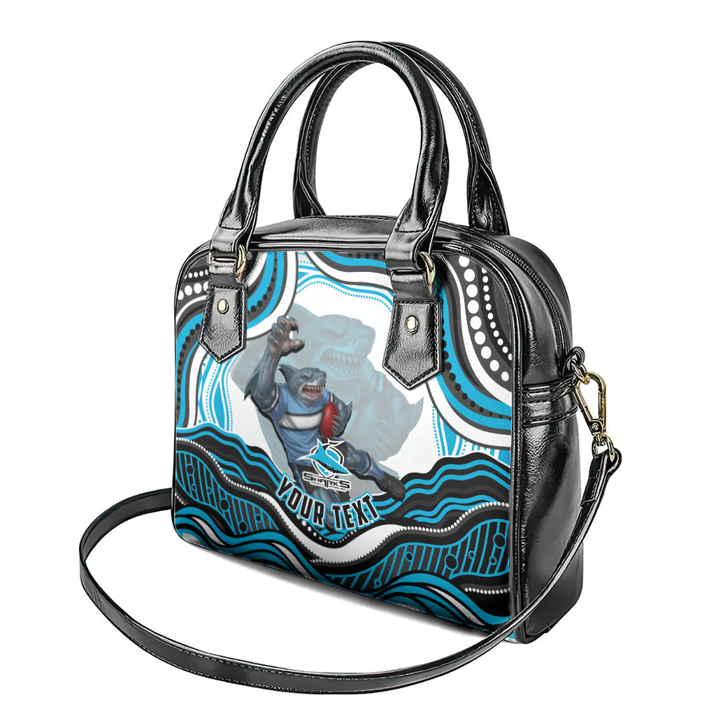 Personalized Cronulla Sutherland Sharks Shoulder Handbag Aboriginal Dot Art - Dreamtime Rugby Mascot