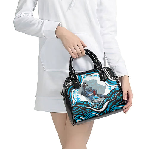 Personalized Cronulla Sutherland Sharks Shoulder Handbag Aboriginal Dot Art - Dreamtime Rugby Mascot
