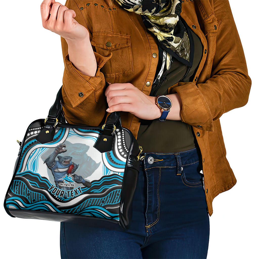 Personalized Cronulla Sutherland Sharks Shoulder Handbag Aboriginal Dot Art - Dreamtime Rugby Mascot