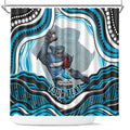 Personalized Cronulla Sutherland Sharks Shower Curtain Aboriginal Dot Art - Dreamtime Rugby Mascot