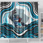Personalized Cronulla Sutherland Sharks Shower Curtain Aboriginal Dot Art - Dreamtime Rugby Mascot