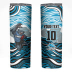 Personalized Cronulla Sutherland Sharks Skinny Tumbler Aboriginal Dot Art - Dreamtime Rugby Mascot