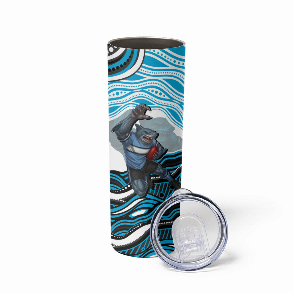 Personalized Cronulla Sutherland Sharks Skinny Tumbler Aboriginal Dot Art - Dreamtime Rugby Mascot