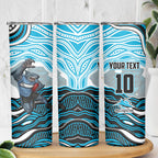 Personalized Cronulla Sutherland Sharks Skinny Tumbler Aboriginal Dot Art - Dreamtime Rugby Mascot