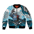 Personalized Cronulla Sutherland Sharks Sleeve Zip Bomber Jacket Aboriginal Dot Art - Dreamtime Rugby Mascot