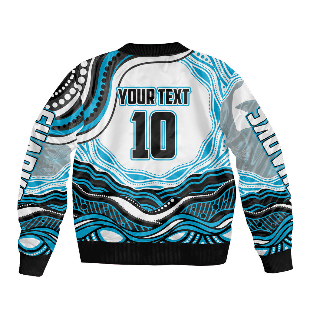 Personalized Cronulla Sutherland Sharks Sleeve Zip Bomber Jacket Aboriginal Dot Art - Dreamtime Rugby Mascot