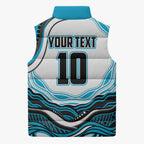 Personalized Cronulla Sutherland Sharks Sleeveless Puffer Jacket Aboriginal Dot Art - Dreamtime Rugby Mascot