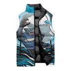 Personalized Cronulla Sutherland Sharks Sleeveless Puffer Jacket Aboriginal Dot Art - Dreamtime Rugby Mascot
