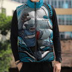 Personalized Cronulla Sutherland Sharks Sleeveless Puffer Jacket Aboriginal Dot Art - Dreamtime Rugby Mascot
