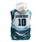 Personalized Cronulla Sutherland Sharks Sleeveless Zip Hoodie Aboriginal Dot Art - Dreamtime Rugby Mascot