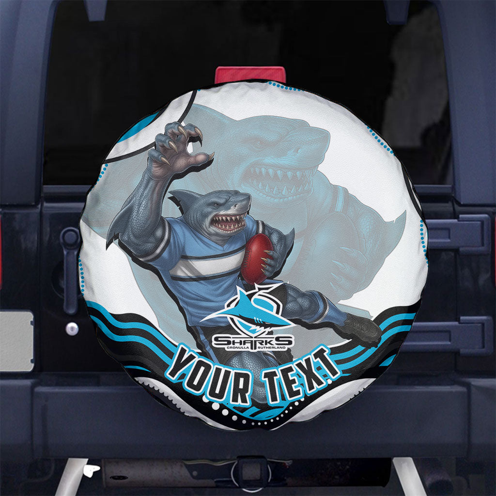 Personalized Cronulla Sutherland Sharks Spare Tire Cover Aboriginal Dot Art - Dreamtime Rugby Mascot
