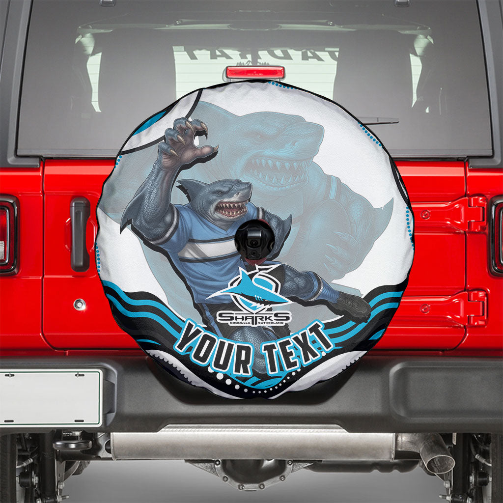 Personalized Cronulla Sutherland Sharks Spare Tire Cover Aboriginal Dot Art - Dreamtime Rugby Mascot