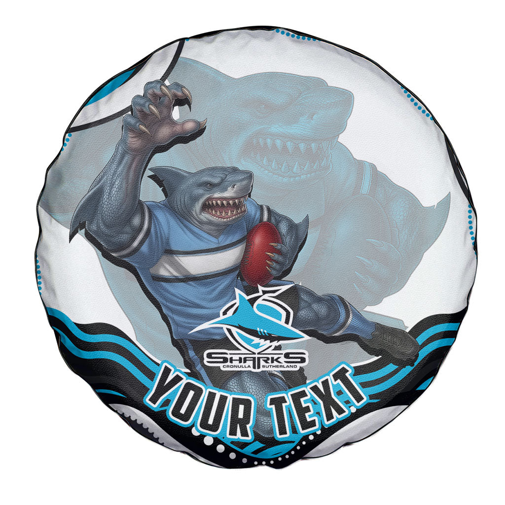 Personalized Cronulla Sutherland Sharks Spare Tire Cover Aboriginal Dot Art - Dreamtime Rugby Mascot