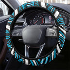 Cronulla Sutherland Sharks Steering Wheel Cover Aboriginal Dot Art - Dreamtime Rugby Mascot