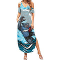 Personalized Cronulla Sutherland Sharks Summer Maxi Dress Aboriginal Dot Art - Dreamtime Rugby Mascot