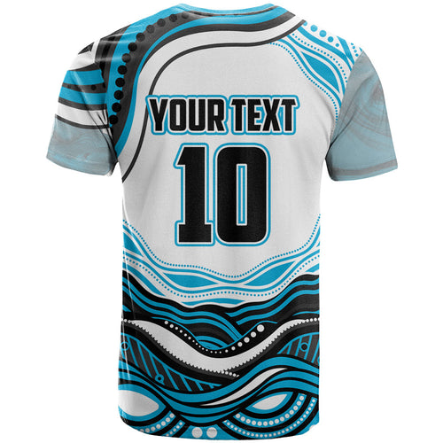 Personalized Cronulla Sutherland Sharks T Shirt Aboriginal Dot Art - Dreamtime Rugby Mascot