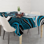 Personalized Cronulla Sutherland Sharks Tablecloth Aboriginal Dot Art - Dreamtime Rugby Mascot