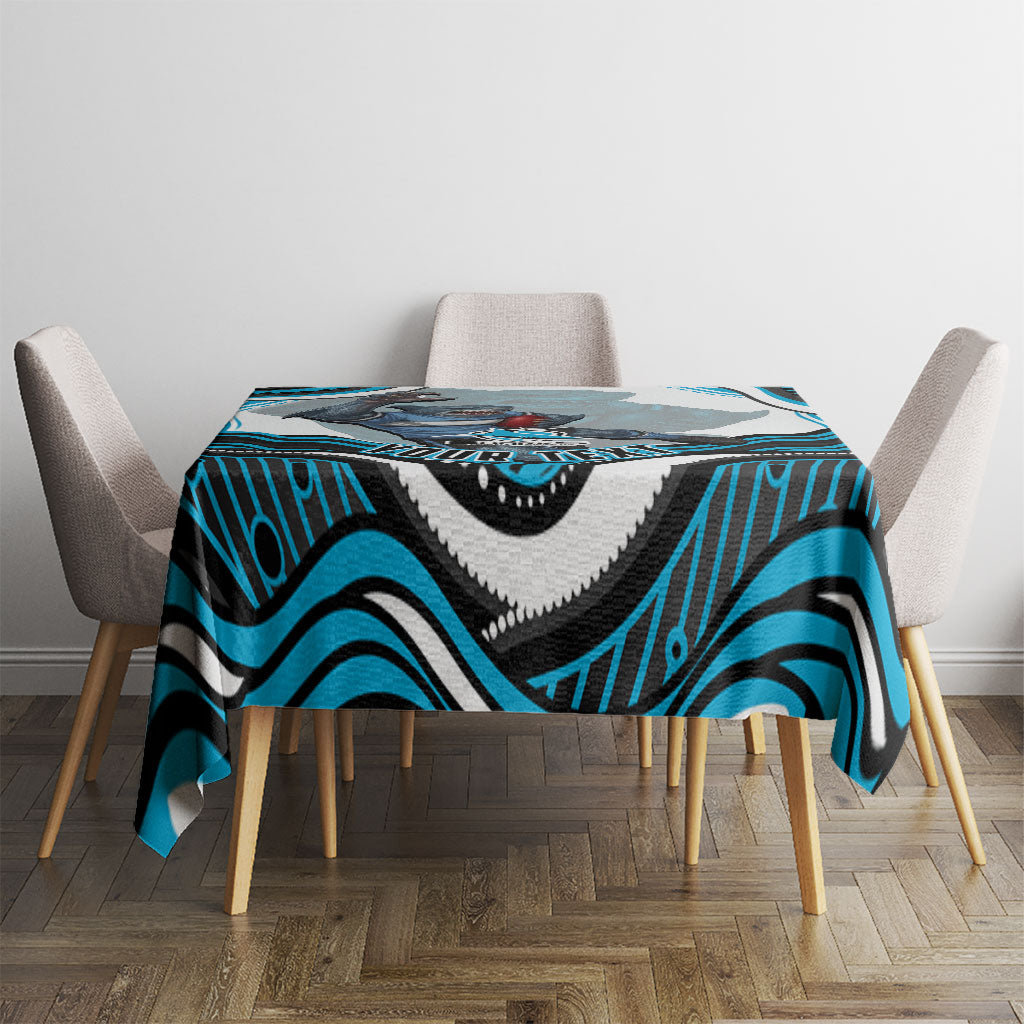 Personalized Cronulla Sutherland Sharks Tablecloth Aboriginal Dot Art - Dreamtime Rugby Mascot