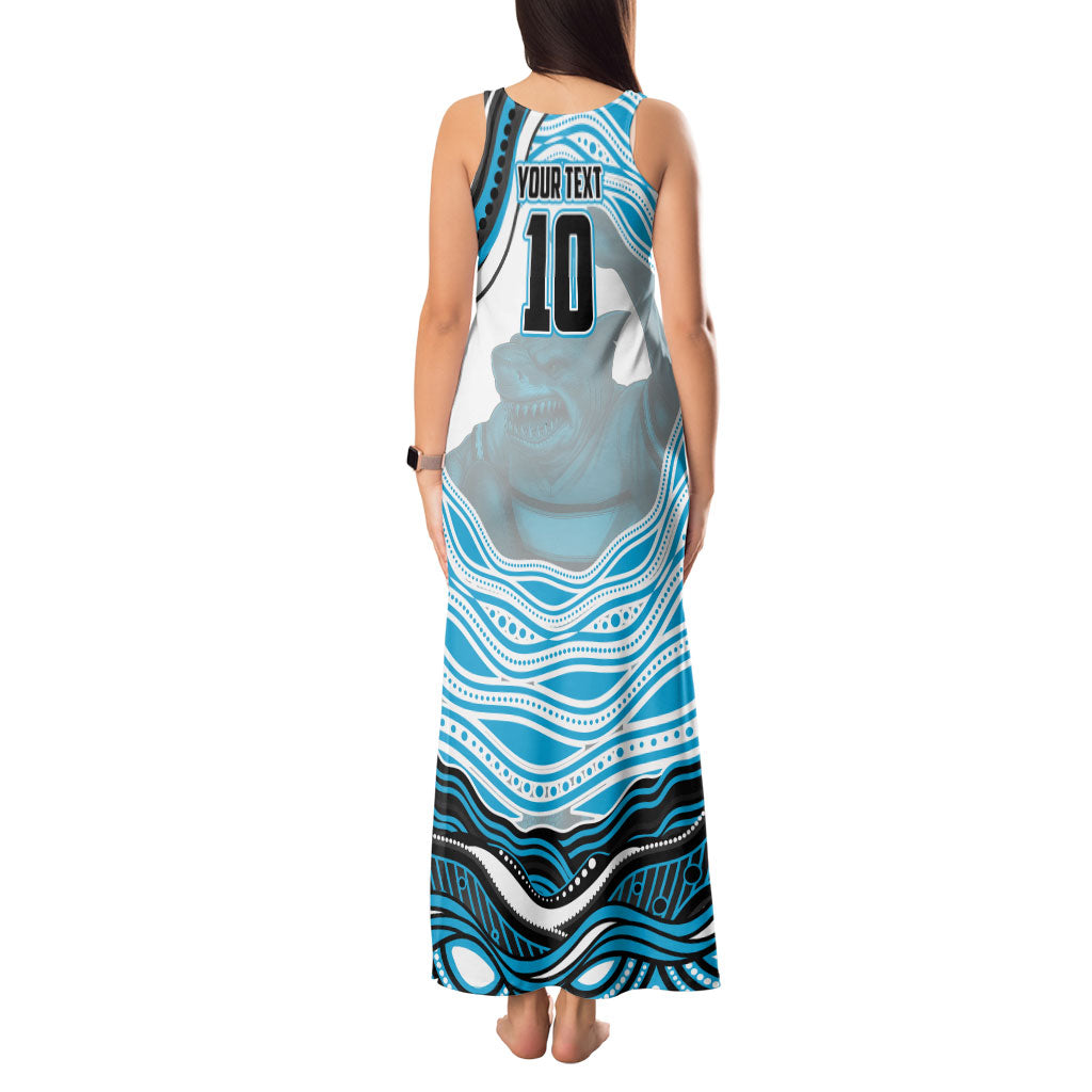 Personalized Cronulla Sutherland Sharks Tank Maxi Dress Aboriginal Dot Art - Dreamtime Rugby Mascot