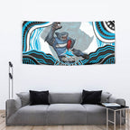 Personalized Cronulla Sutherland Sharks Tapestry Aboriginal Dot Art - Dreamtime Rugby Mascot