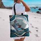 Personalized Cronulla Sutherland Sharks Tote Bag Aboriginal Dot Art - Dreamtime Rugby Mascot