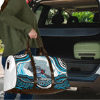 Personalized Cronulla Sutherland Sharks Travel Bag Aboriginal Dot Art - Dreamtime Rugby Mascot