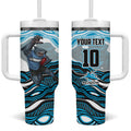 Personalized Cronulla Sutherland Sharks Tumbler With Handle Aboriginal Dot Art - Dreamtime Rugby Mascot