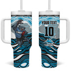 Personalized Cronulla Sutherland Sharks Tumbler With Handle Aboriginal Dot Art - Dreamtime Rugby Mascot
