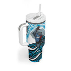 Personalized Cronulla Sutherland Sharks Tumbler With Handle Aboriginal Dot Art - Dreamtime Rugby Mascot
