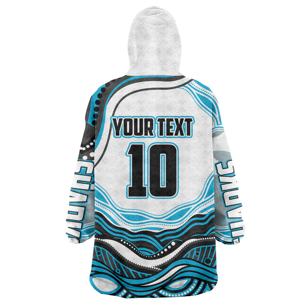 Personalized Cronulla Sutherland Sharks Wearable Blanket Hoodie Aboriginal Dot Art - Dreamtime Rugby Mascot