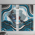 Personalized Cronulla Sutherland Sharks Window Curtain Aboriginal Dot Art - Dreamtime Rugby Mascot