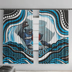 Personalized Cronulla Sutherland Sharks Window Curtain Aboriginal Dot Art - Dreamtime Rugby Mascot