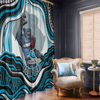 Personalized Cronulla Sutherland Sharks Window Curtain Aboriginal Dot Art - Dreamtime Rugby Mascot