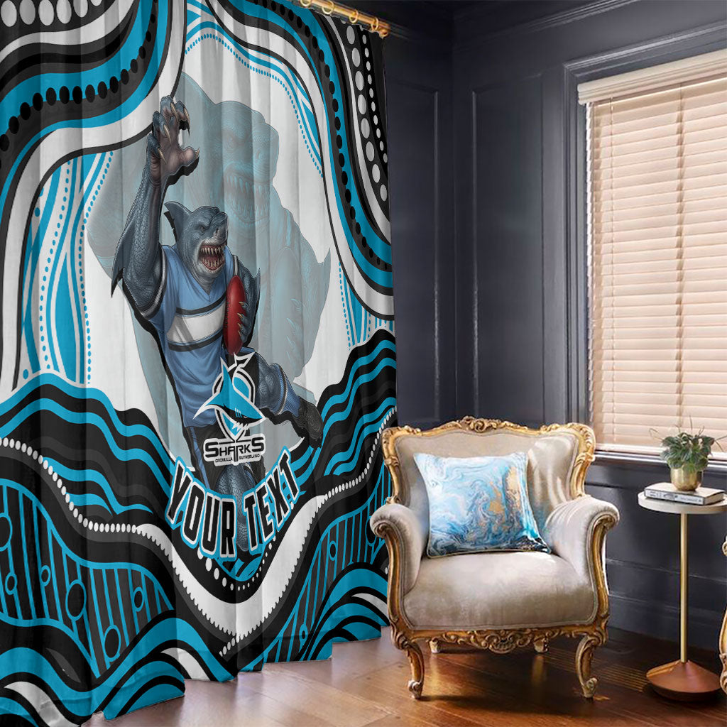 Personalized Cronulla Sutherland Sharks Window Curtain Aboriginal Dot Art - Dreamtime Rugby Mascot