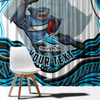 Personalized Cronulla Sutherland Sharks Window Curtain Aboriginal Dot Art - Dreamtime Rugby Mascot
