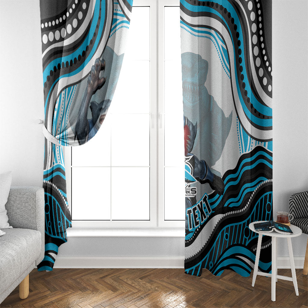 Personalized Cronulla Sutherland Sharks Window Curtain Aboriginal Dot Art - Dreamtime Rugby Mascot