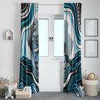 Personalized Cronulla Sutherland Sharks Window Curtain Aboriginal Dot Art - Dreamtime Rugby Mascot