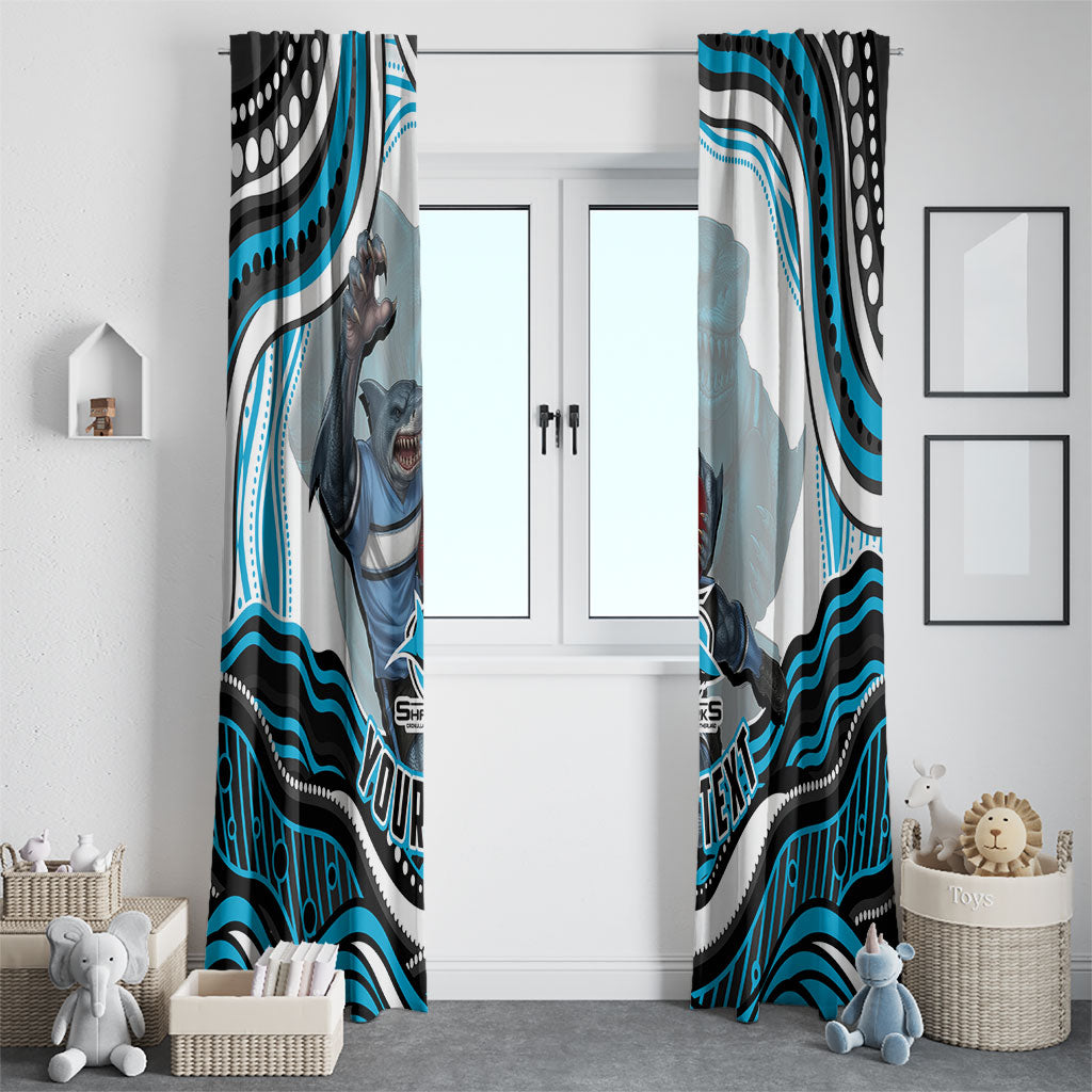 Personalized Cronulla Sutherland Sharks Window Curtain Aboriginal Dot Art - Dreamtime Rugby Mascot