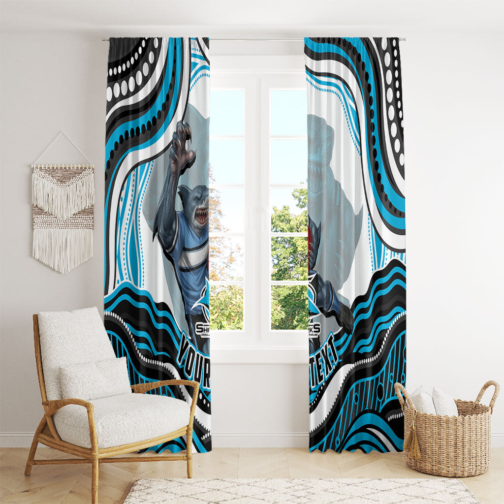 Personalized Cronulla Sutherland Sharks Window Curtain Aboriginal Dot Art - Dreamtime Rugby Mascot