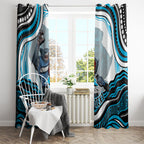 Personalized Cronulla Sutherland Sharks Window Curtain Aboriginal Dot Art - Dreamtime Rugby Mascot