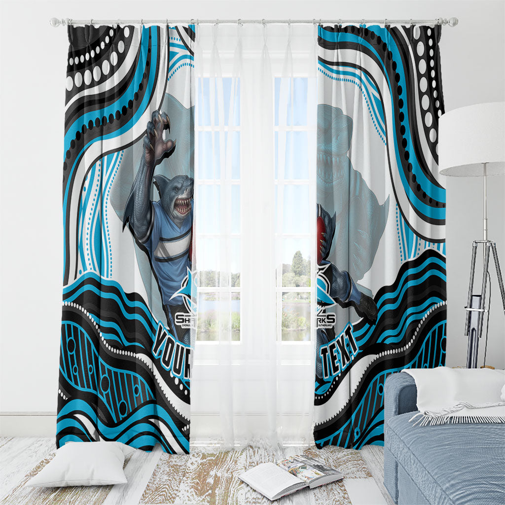 Personalized Cronulla Sutherland Sharks Window Curtain Aboriginal Dot Art - Dreamtime Rugby Mascot