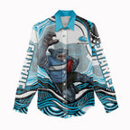 Personalized Cronulla Sutherland Sharks Women Casual Shirt Aboriginal Dot Art - Dreamtime Rugby Mascot